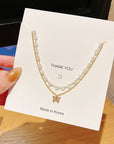 Butterfly Crystal Double-Layer Necklace