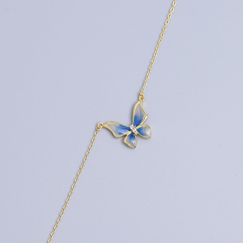 Gradient Blue Butterfly Necklace