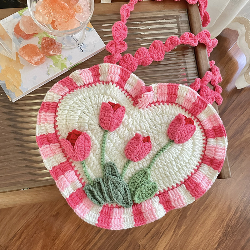 Woven Heart Shaped Tulip  Bag