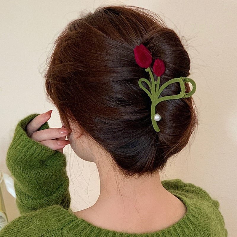 Red Tulip Hair Claw Clip