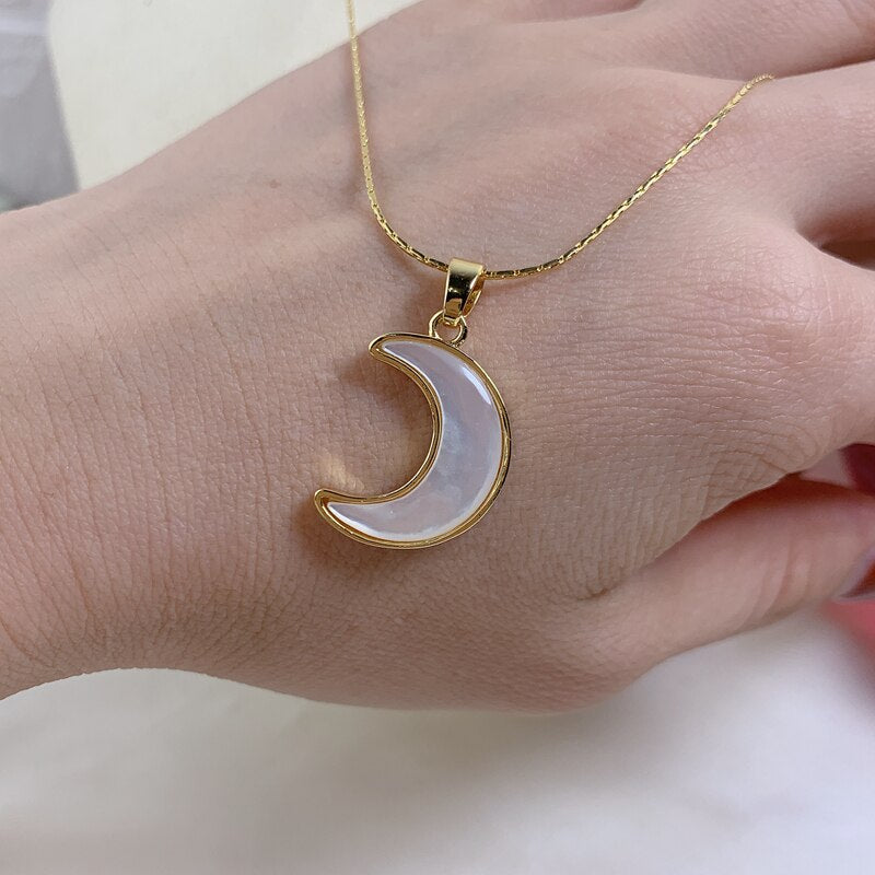 Pearl Crescent Moon Necklace