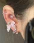 Pink Ribbon Bow Stud Earrings