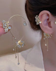 Diamond Butterfly Flowers Tassels Earrings