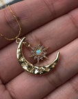 Crescent Moon Star Necklace