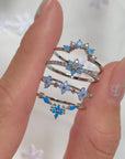 Blue Blossom Ring Set