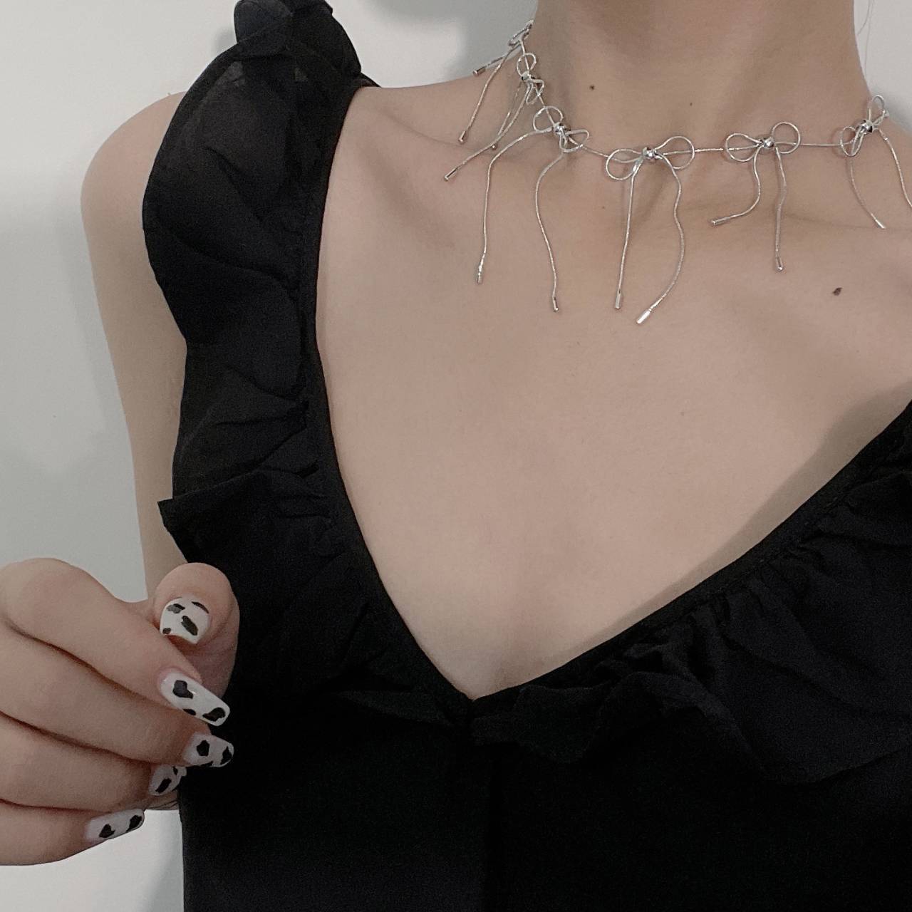 Delicate Y2k Metal Bowknot Necklace
