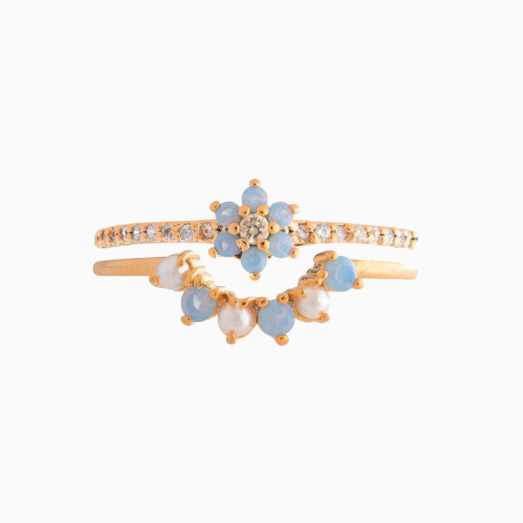 Blue Blossom Ring Set