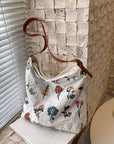 Flower Embroidered Tote Bag