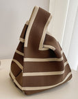 Mini Knit Stripe Plaid Tote Bag