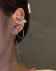 Crystal Butterfly Long Tassel Earrings