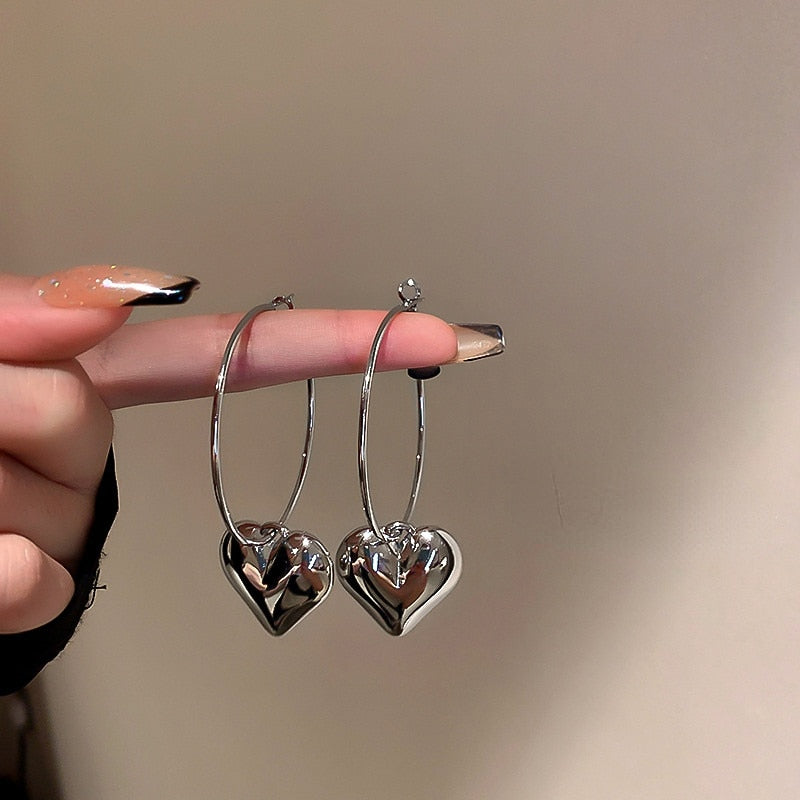 Metallic Heart Earrings