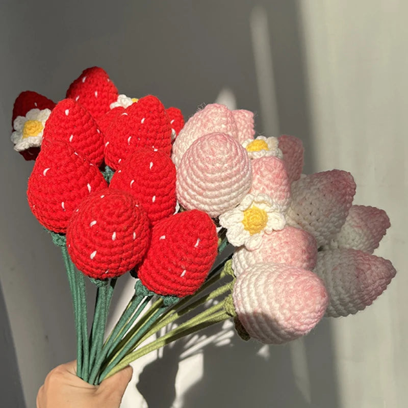 Hand Woven Strawberry Flowers
