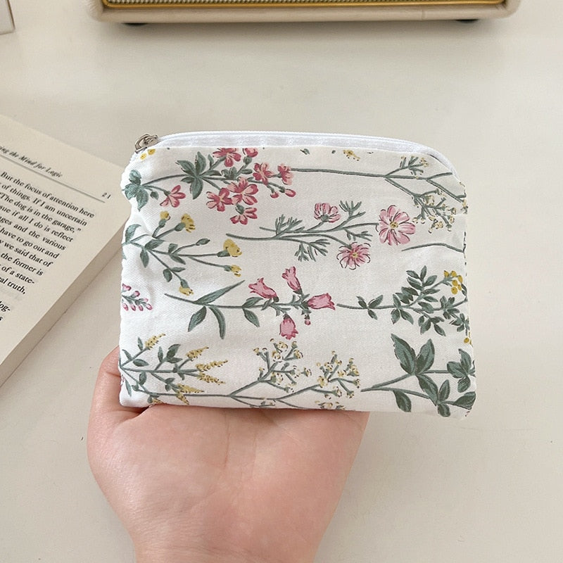 Flower Embroidered Coin Purse