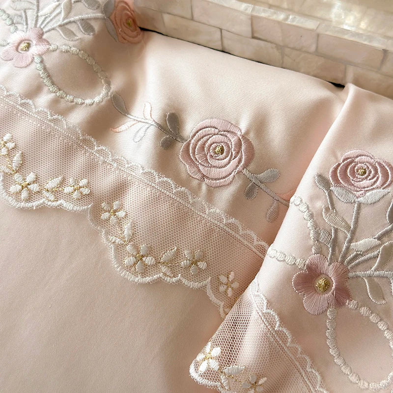 Rose Embroidery Silky Bedding