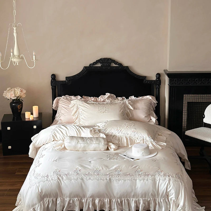 Rose Embroidery Silky Bedding