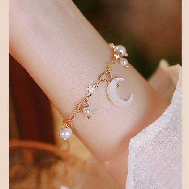 Star and Moon Pearl Bracelets