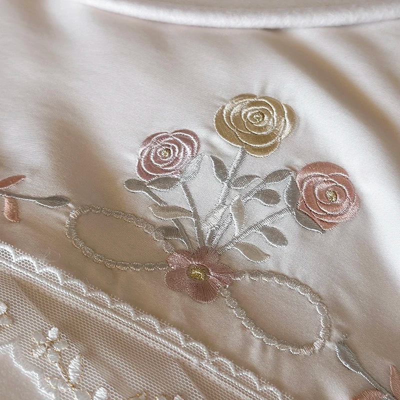 Rose Embroidery Silky Bedding