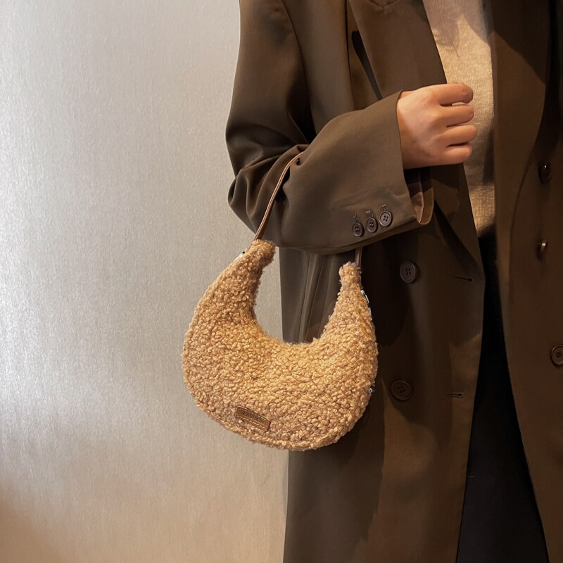 Fur Half Moon Handbag