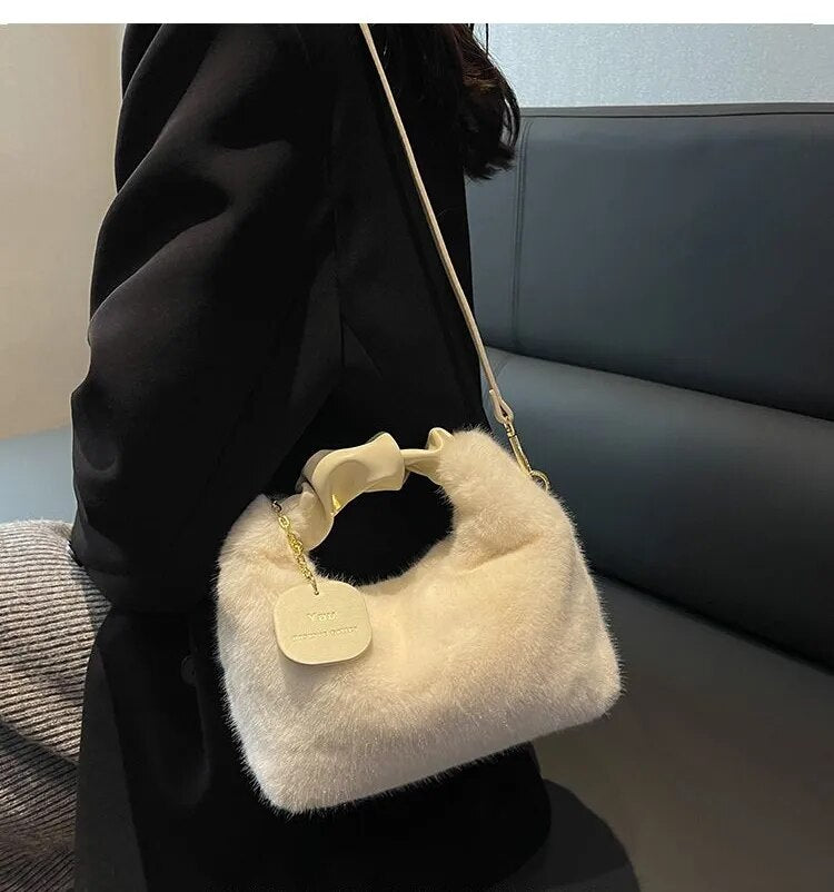 Half Moon Fur Handbag