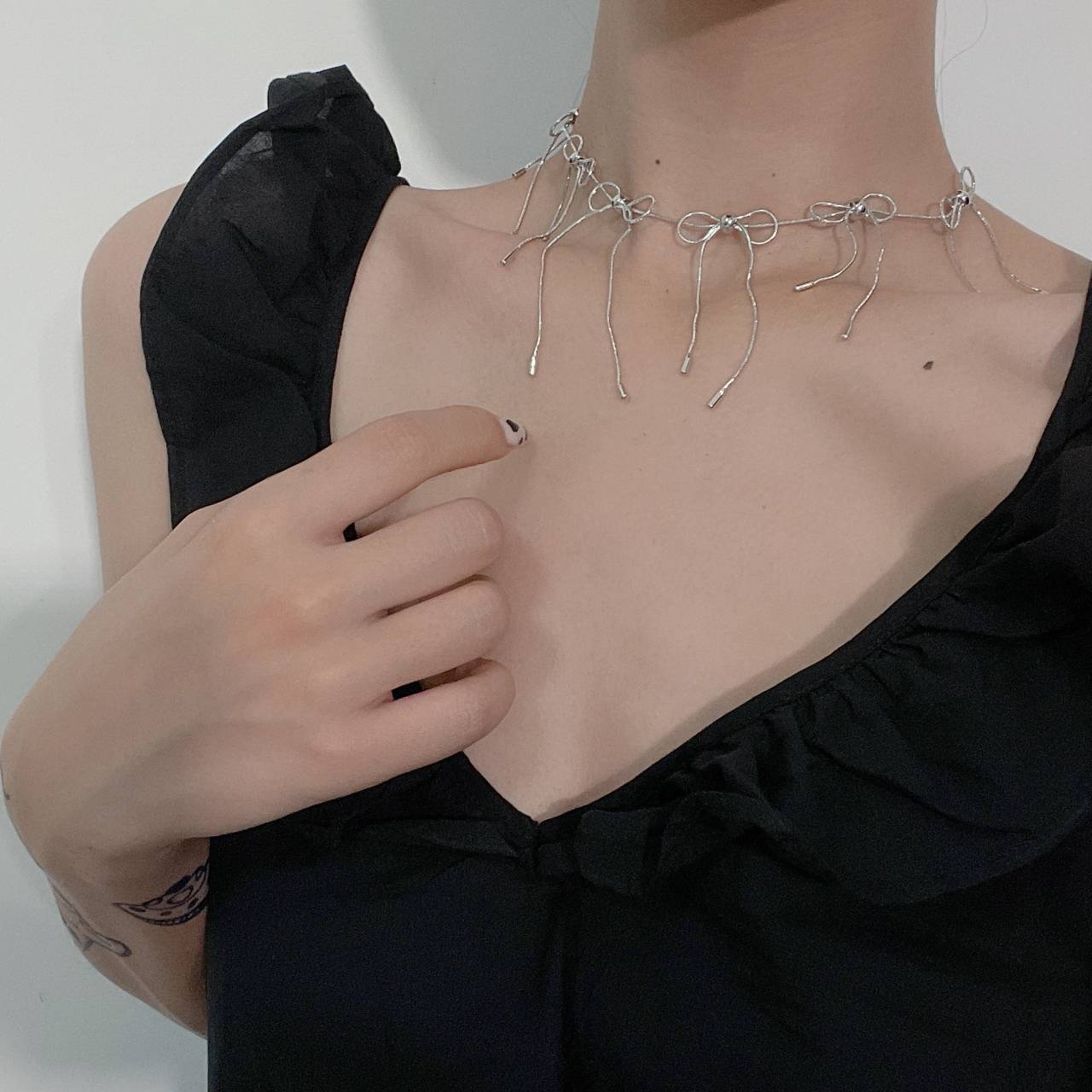 Delicate Y2k Metal Bowknot Necklace