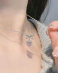 Bow Pink Heart Necklaces
