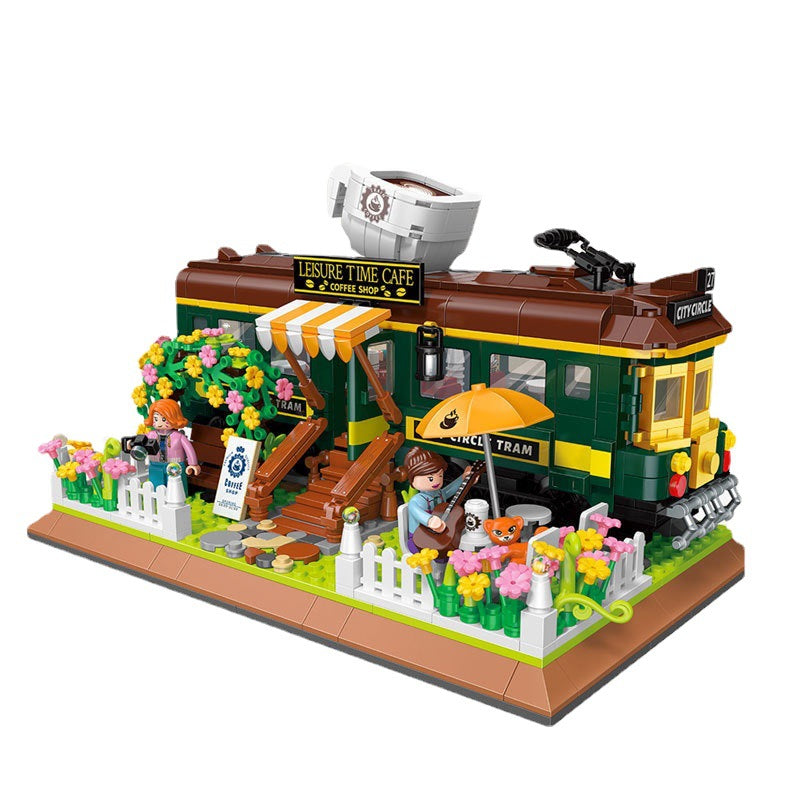 Train Coffee Shop Building Blocks Creme Cloud