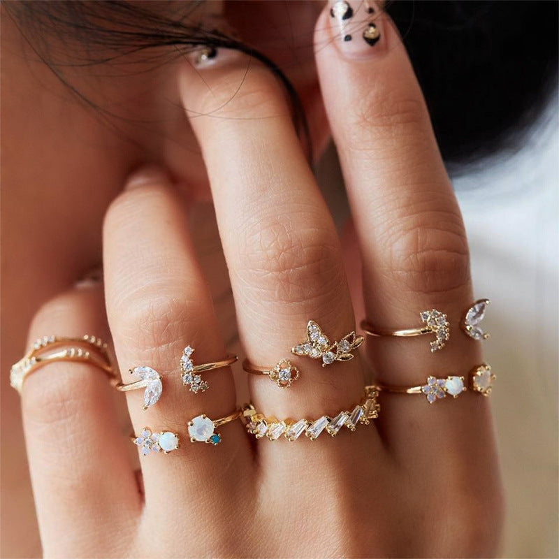 7Pcs Butterfly Flowers Ring Set