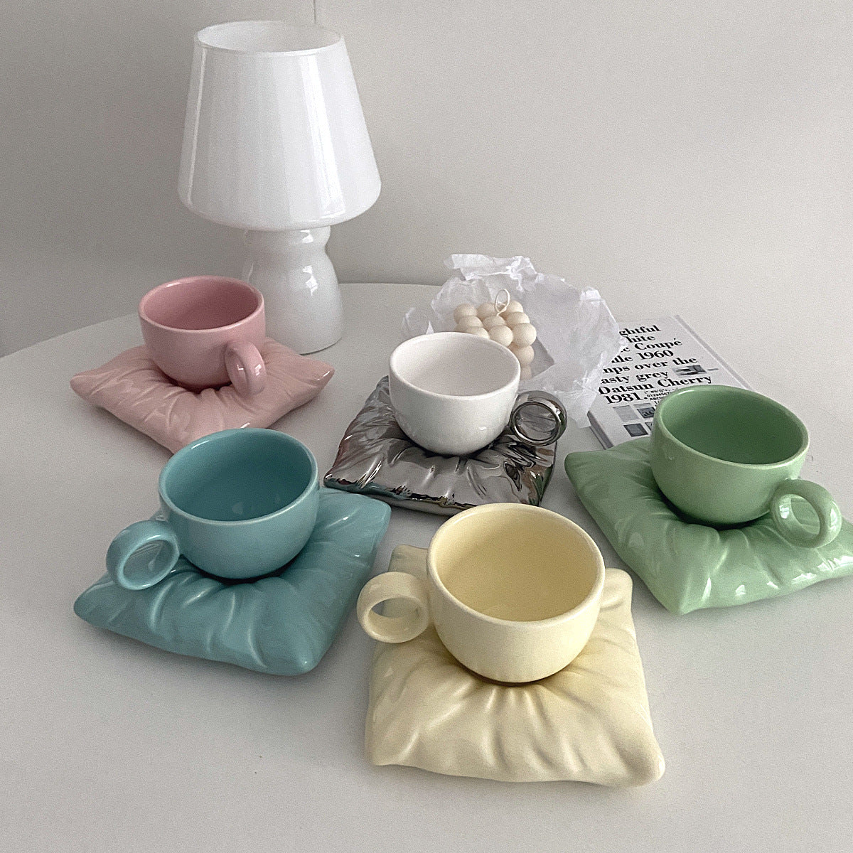 Ceramic Pillow Cup &amp; Saucer Set