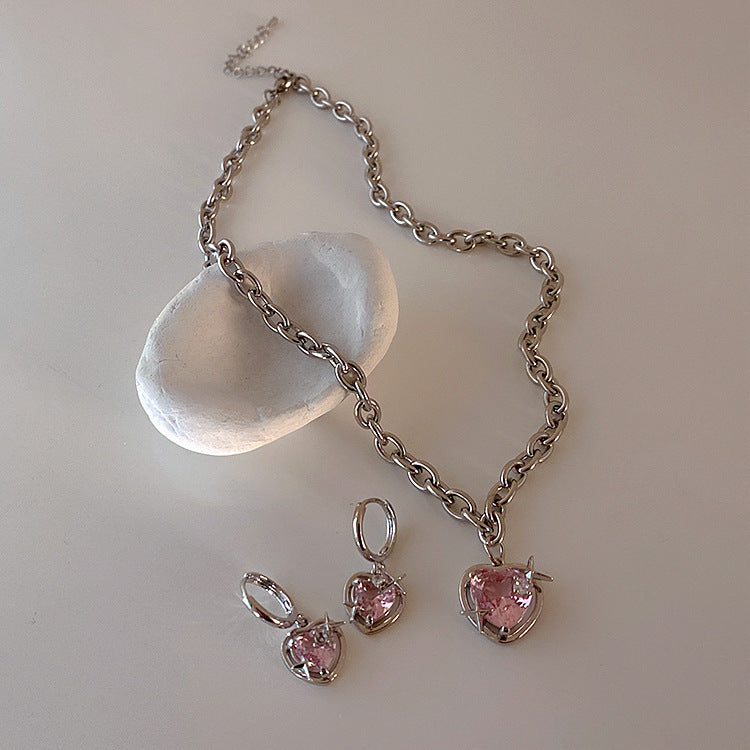 Sparkling Heart Necklace &amp; Earrings