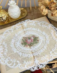 Vintage French Lace Embroidered Tablecloth