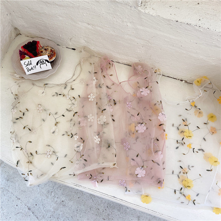 Mesh Embroidered Flower Bag