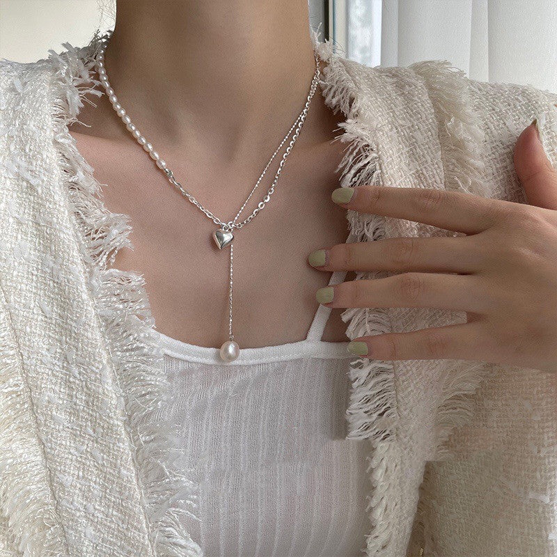 Heart &amp; Pearl Necklace