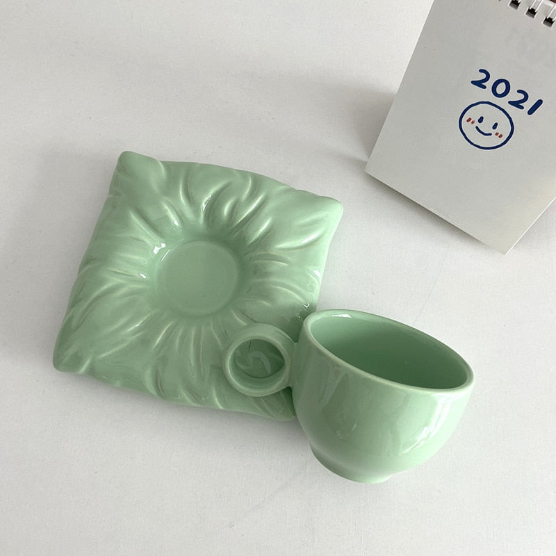 Ceramic Pillow Cup &amp; Saucer Set
