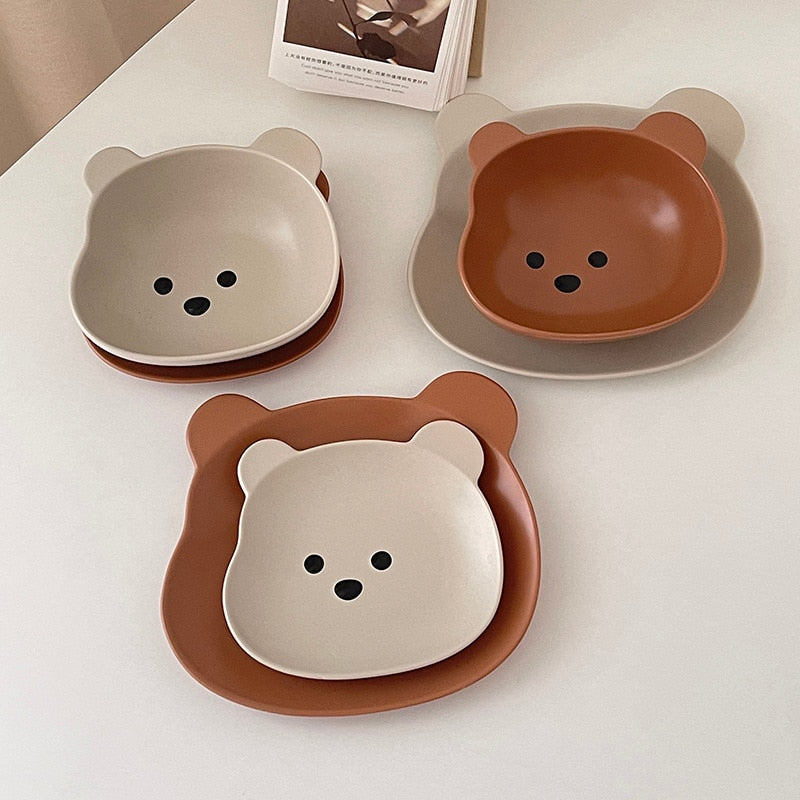 Kawaii Bear Bowl and Plate