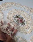 Vintage French Lace Embroidered Tablecloth