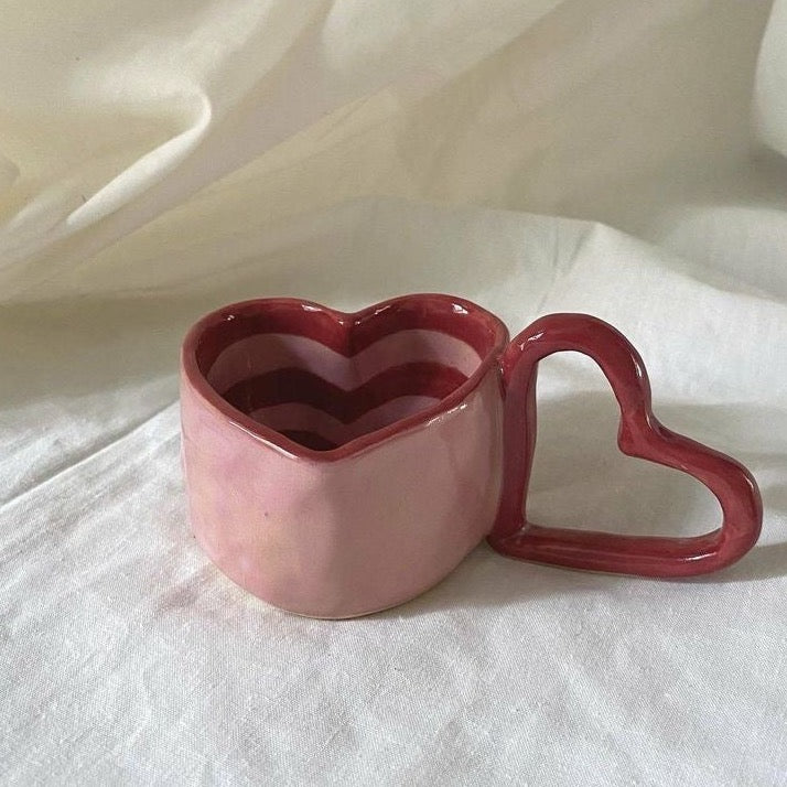 Heart-Shaped Ceramic Mugs