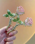 Pink Rose Claw Clip
