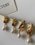 Vintage Shell hand Pearl Earrings