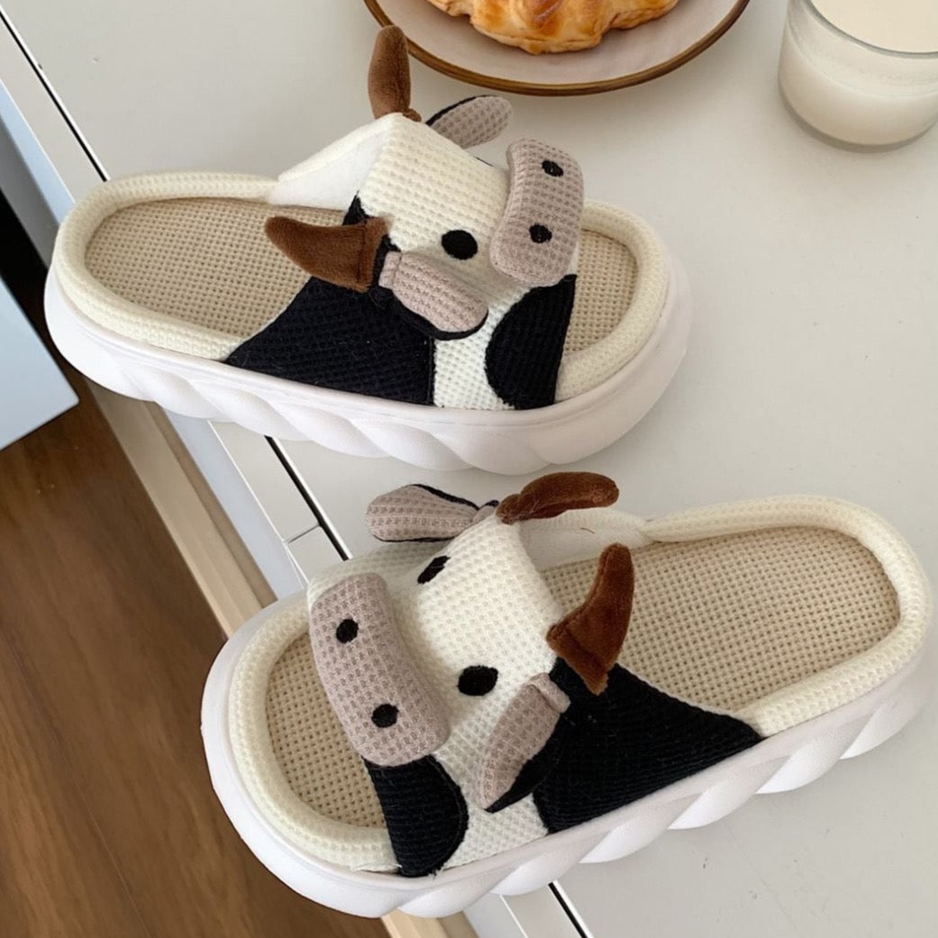 Fluffy Cow Slippers