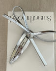 Silver Bowknot Leather Hairpin