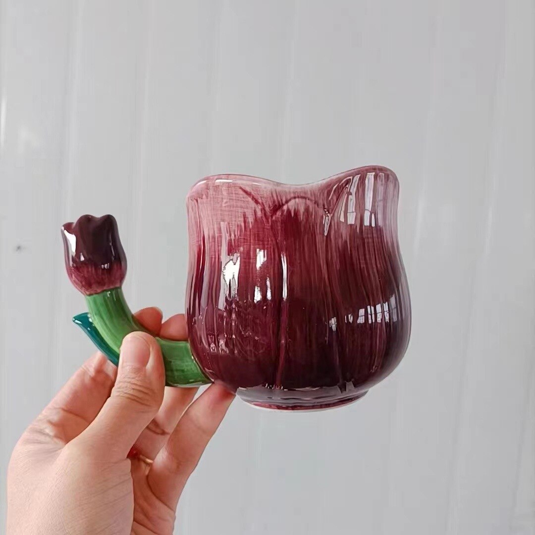Handmade Embossed Tulip Mug