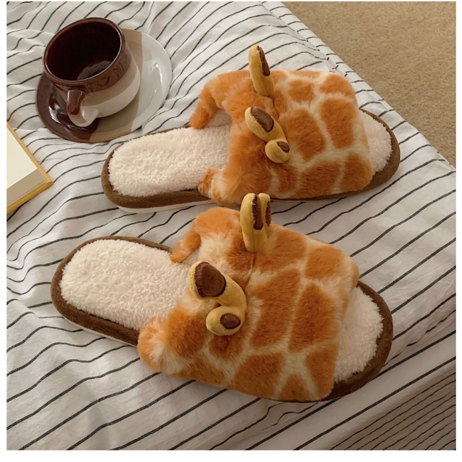 Plush Giraffe Slippers