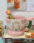 Hand Painted Floral Ceramic Mug