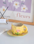Ceramic Flower Cup And Saucer Set