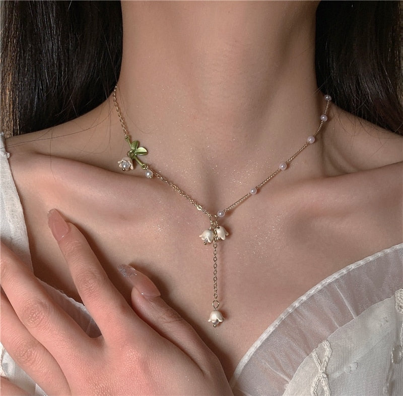 Lily of The Valley Pearl Necklace Set