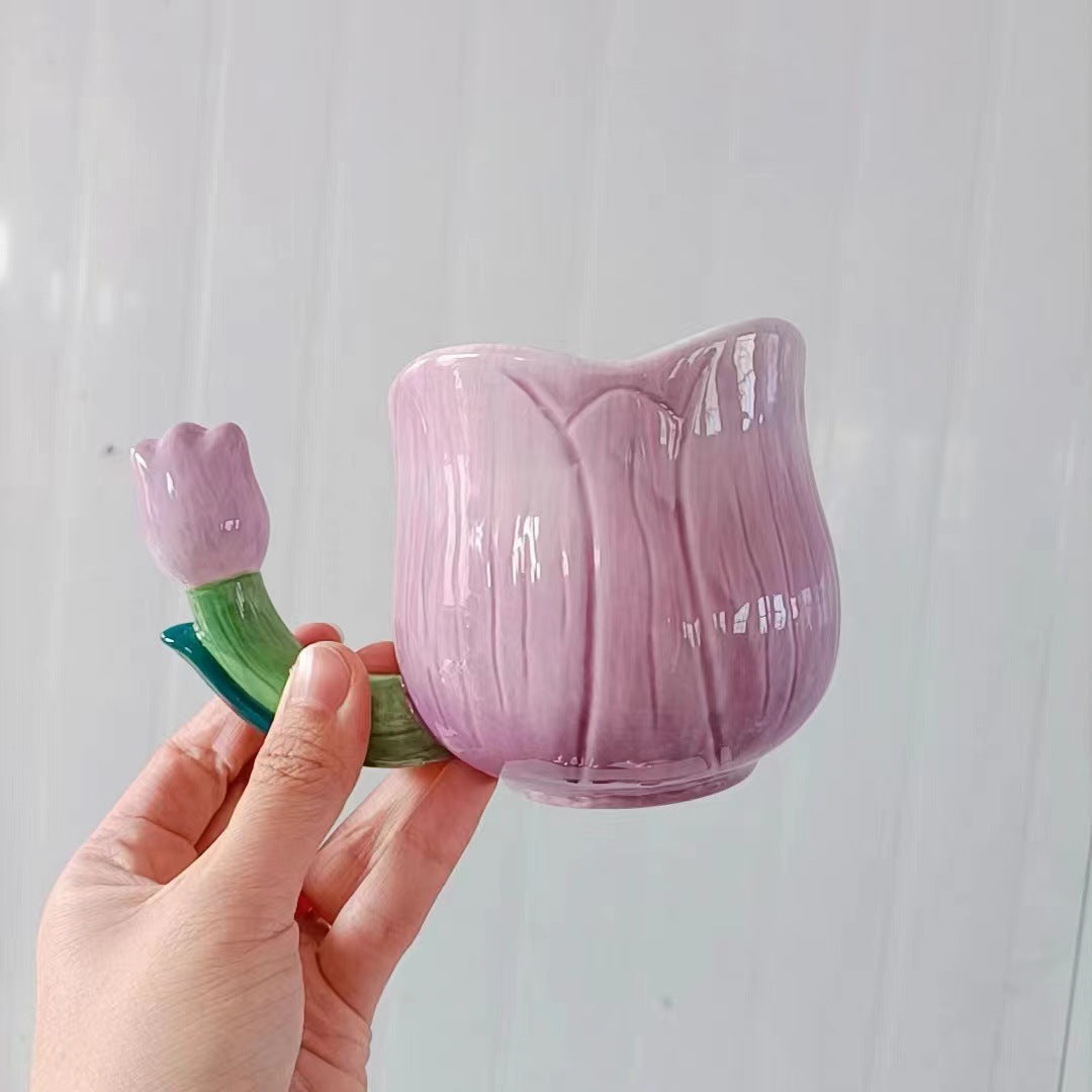 Handmade Embossed Tulip Mug