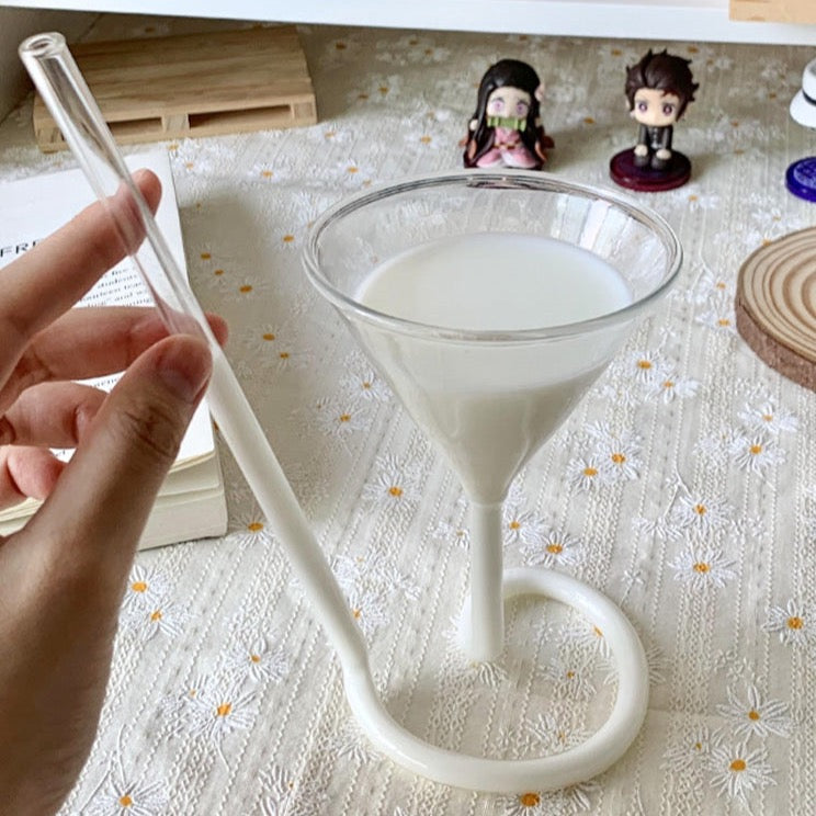 Transparent Glass with Straw Cup