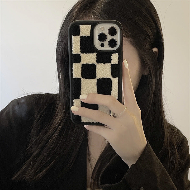 Checkered Embroidered Phone Case