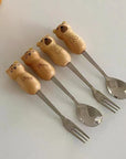 Cat/Bear Wooden Spoon Fork