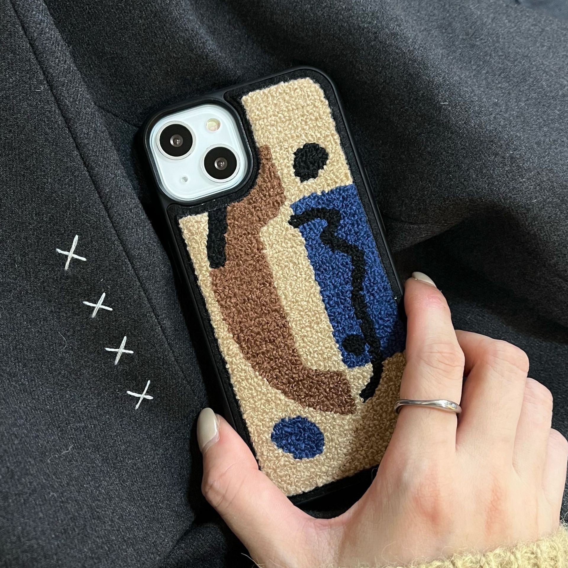 Embroidered Geometric Phone Case